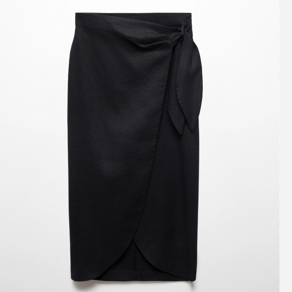 MANGO Linen-Blend Wrap Skirt - Picture 2 of 10